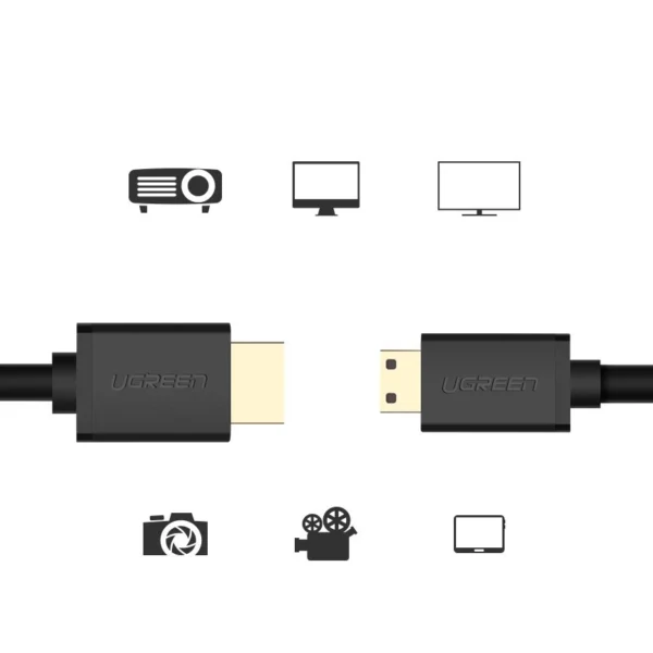Ugreen cable HDMI - mini HDMI cable 19 pin 2.0v 4K 60Hz 30AWG 1.5m black (11167)eng