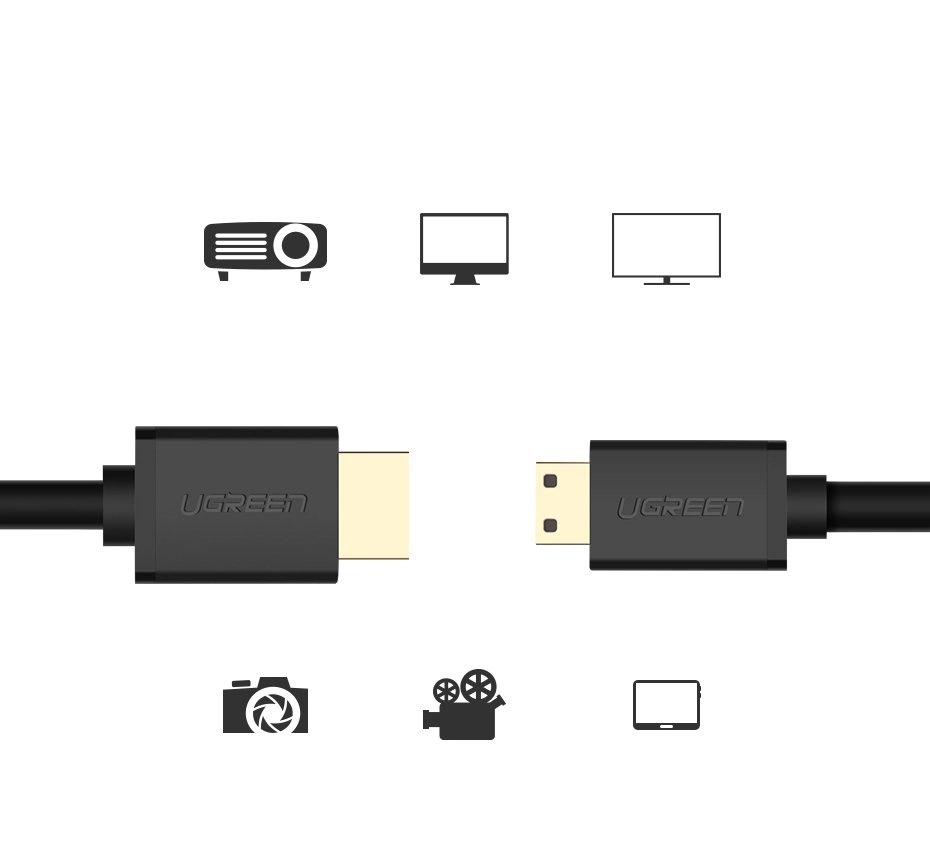 Ugreen cable HDMI - mini HDMI cable 19 pin 2.0v 4K 60Hz 30AWG 1.5m black (11167)eng