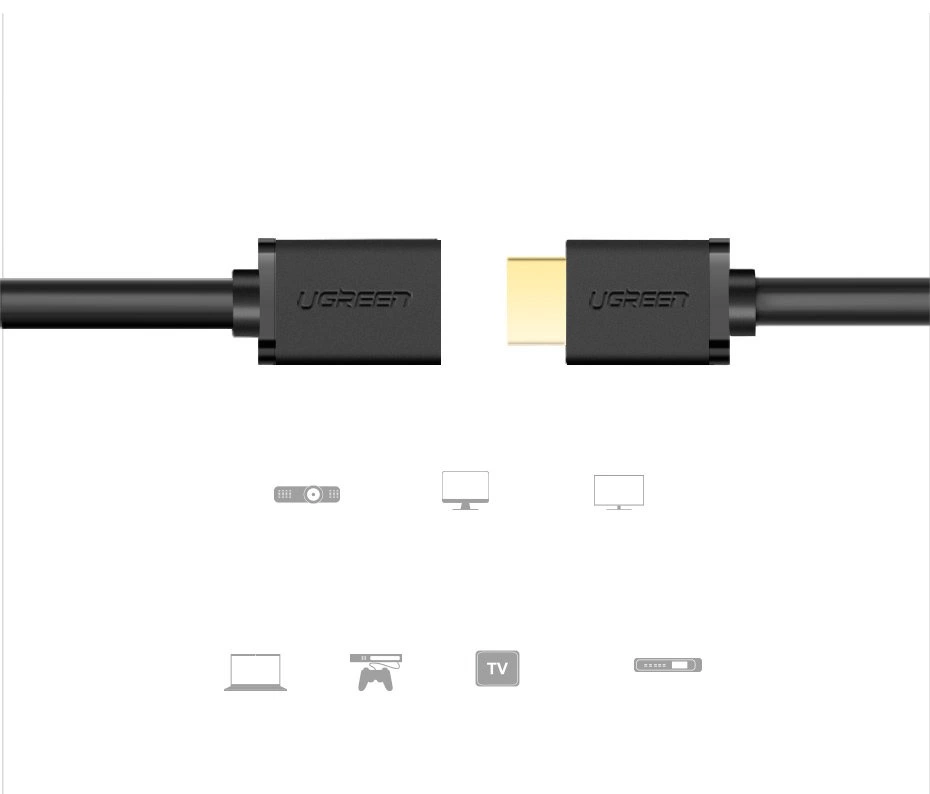 Ugreen HD107 10142 HDMI (male) - HDMI (female) 4K Cable 2m - Blackeng