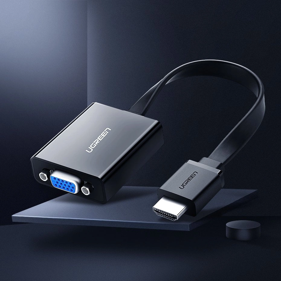 Ugreen adapter HDMI - VGA micro USB / audio 3.5 mm mini jack black (40248)eng