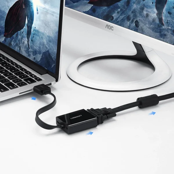 Ugreen adapter HDMI - VGA micro USB / audio 3.5 mm mini jack black (40248)eng