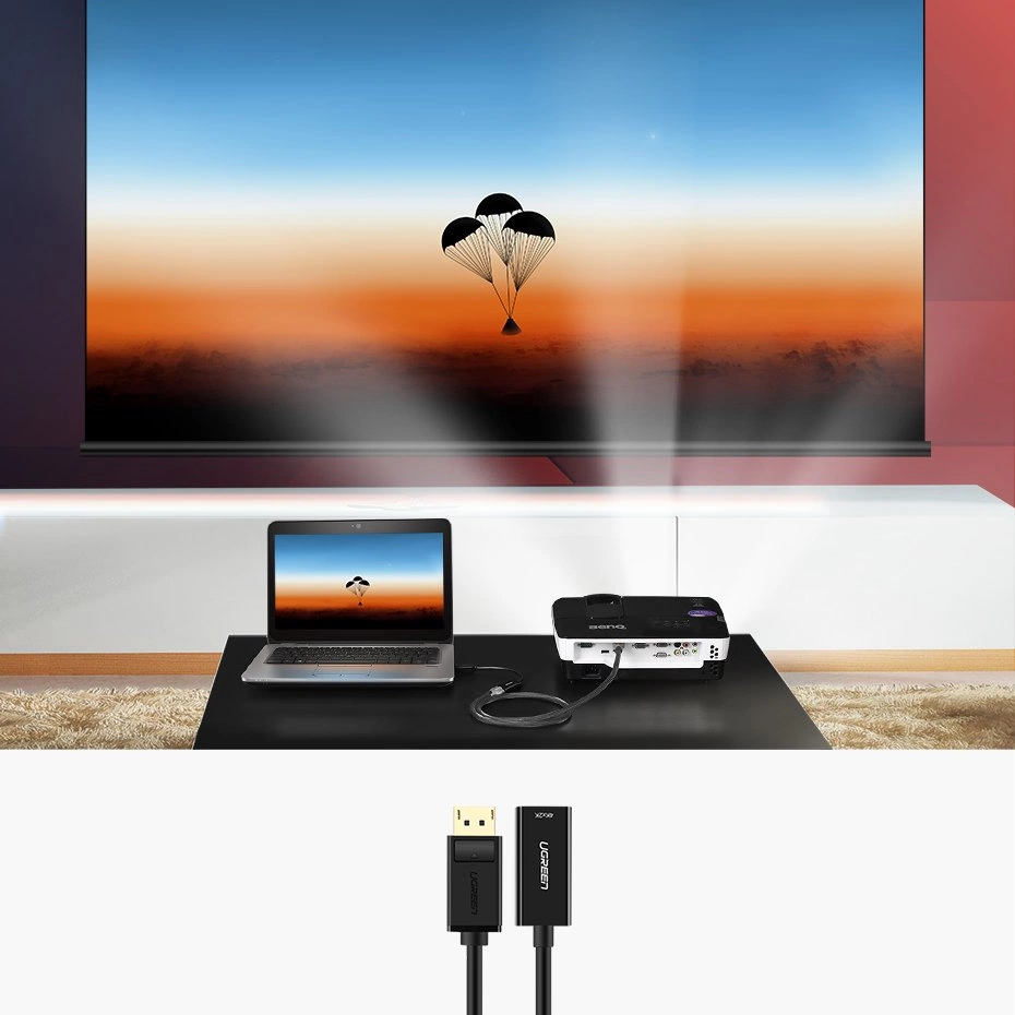 Ugreen Cable Cable from DisplayPort (Male) to HDMI (Female) (Unidirectional) 1080P 60Hz 12bit Black (40362)eng