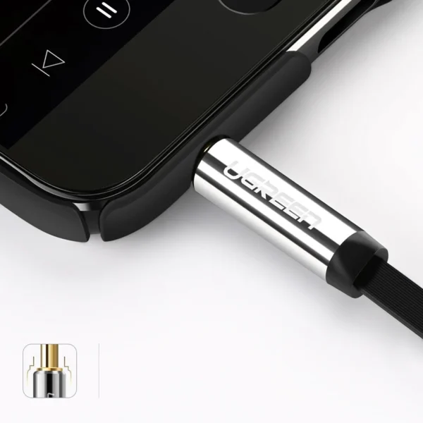 Ugreen flat cable AUX audio cable 3.5 mm mini jack 3m silver (10728)eng