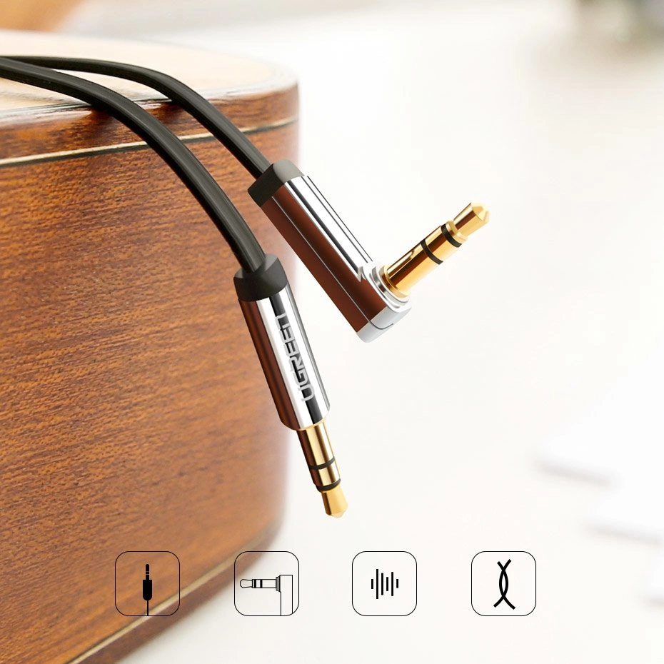 Ugreen flat cable AUX audio cable 3.5 mm mini jack 3m silver (10728)eng