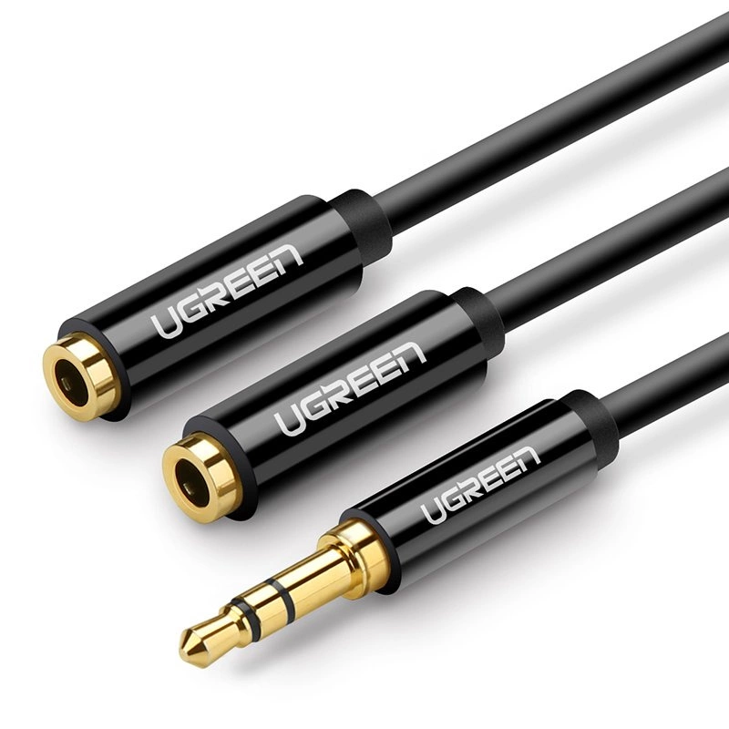 Ugreen cable 3.5 mm headphone splitter mini jack AUX 25cm black (20816)eng
