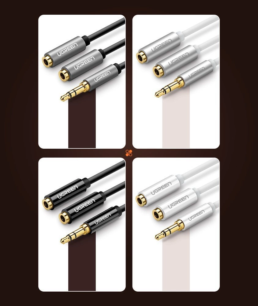 Ugreen cable 3.5 mm headphone splitter mini jack AUX 25cm black (20816)eng