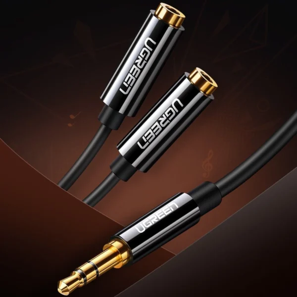 Ugreen cable 3.5 mm headphone splitter mini jack AUX 25cm black (20816)eng