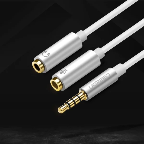 Ugreen cable cable headphone splitter 3.5 mm mini jack AUX microphone 20cm (microphone + stereo output) silver (30619)eng