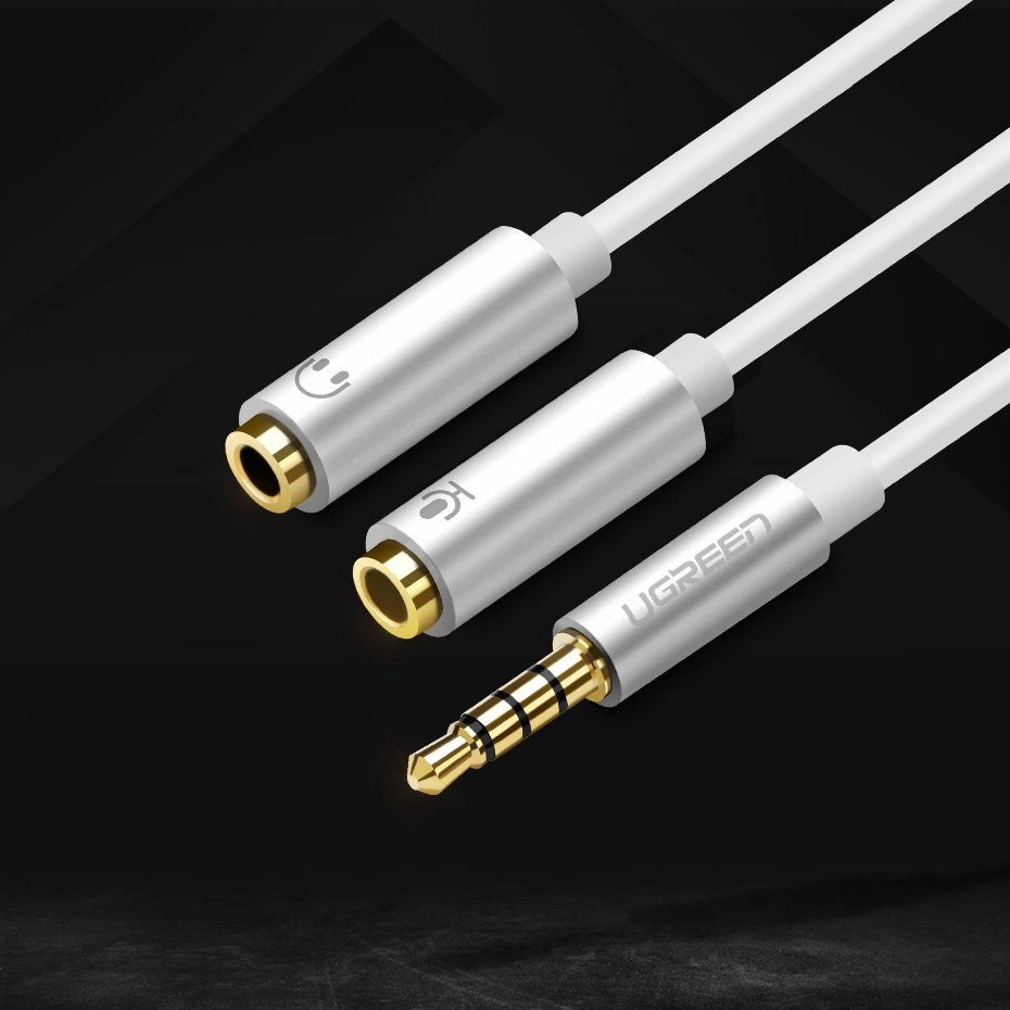 Ugreen cable cable headphone splitter 3.5 mm mini jack AUX microphone 20cm (microphone + stereo output) silver (30619)eng