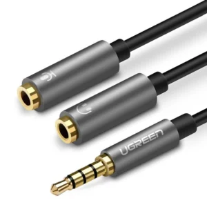 Ugreen cable cable headphone splitter 3.5 mm mini jack AUX microphone 20cm (microphone + stereo output) silver (30619)eng