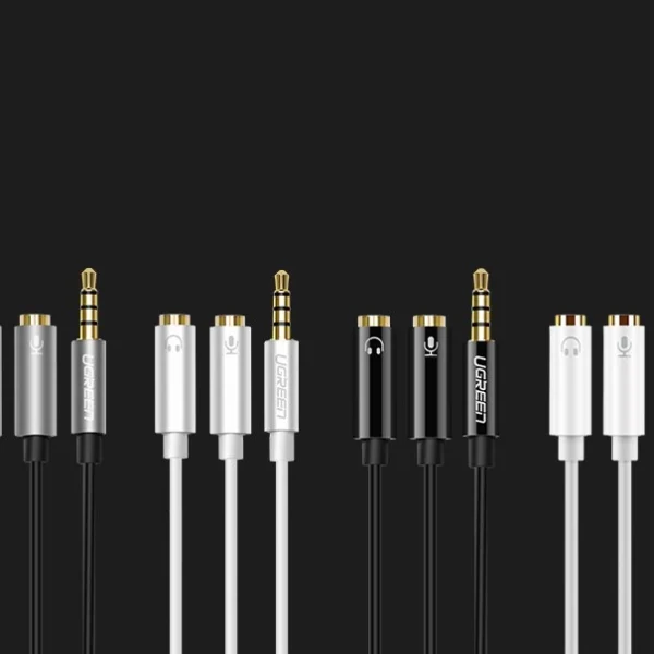Ugreen cable cable headphone splitter 3.5 mm mini jack AUX microphone 20cm (microphone + stereo output) silver (30619)eng