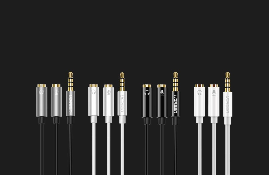 Ugreen cable cable headphone splitter 3.5 mm mini jack AUX microphone 20cm (microphone + stereo output) silver (30619)eng