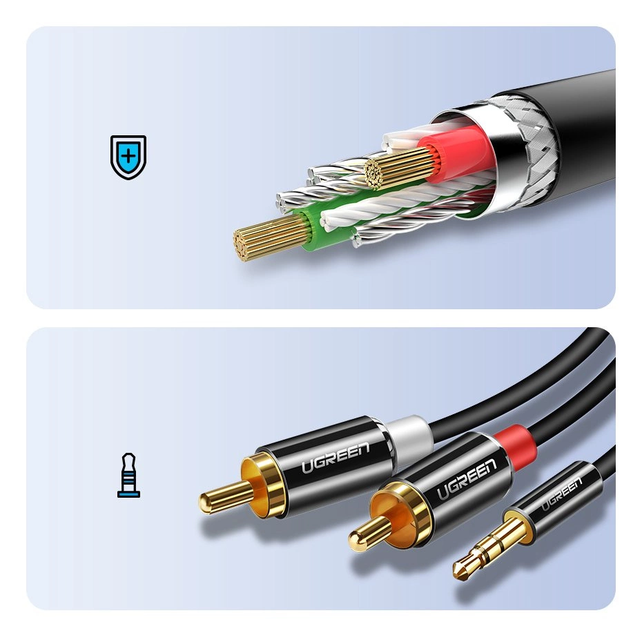 Ugreen AV116 10590 audio mini jack cable 3.5 mm (male) / 2RCA (male) 3m - blackeng
