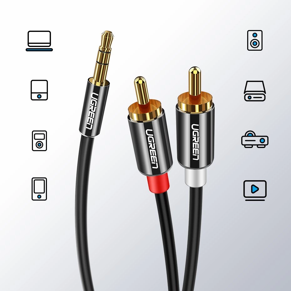 Ugreen AV116 10590 audio mini jack cable 3.5 mm (male) / 2RCA (male) 3m - blackeng