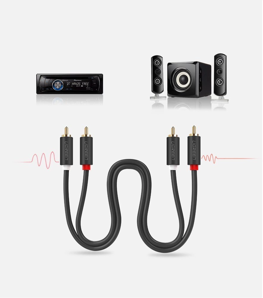 Ugreen AV104 10520 audio cable 2RCA (male) / 2RCA (male) 5m - grayeng
