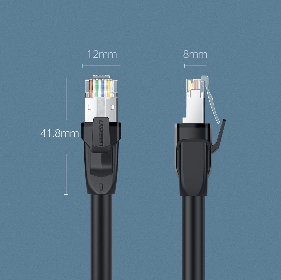 Ugreen cable internet network cable Ethernet patchcord RJ45 Cat 8 T568B 2m black (70329)eng