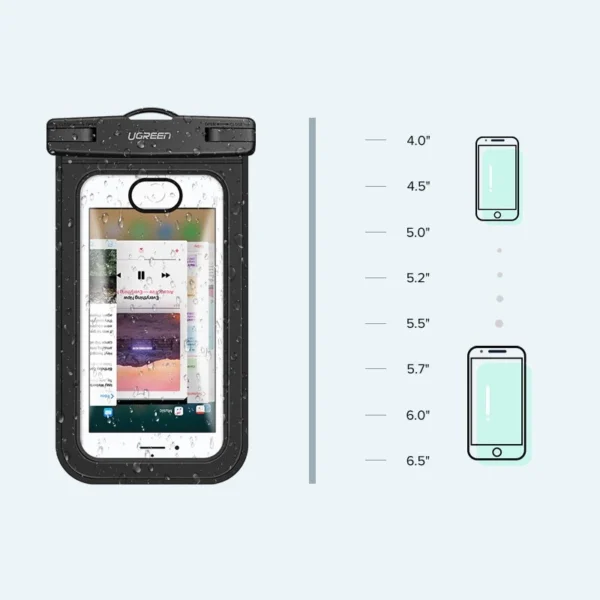 Ugreen LP186 60959 case waterproof IPX8 for 4-6.5" smartphone - black and transparenteng