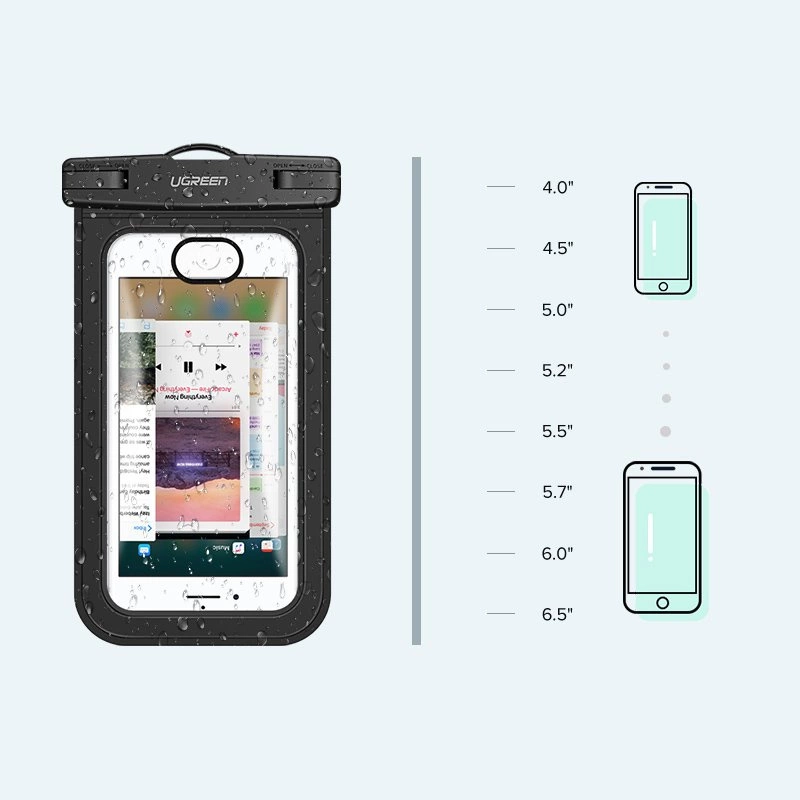 Ugreen LP186 60959 case waterproof IPX8 for 4-6.5" smartphone - black and transparenteng