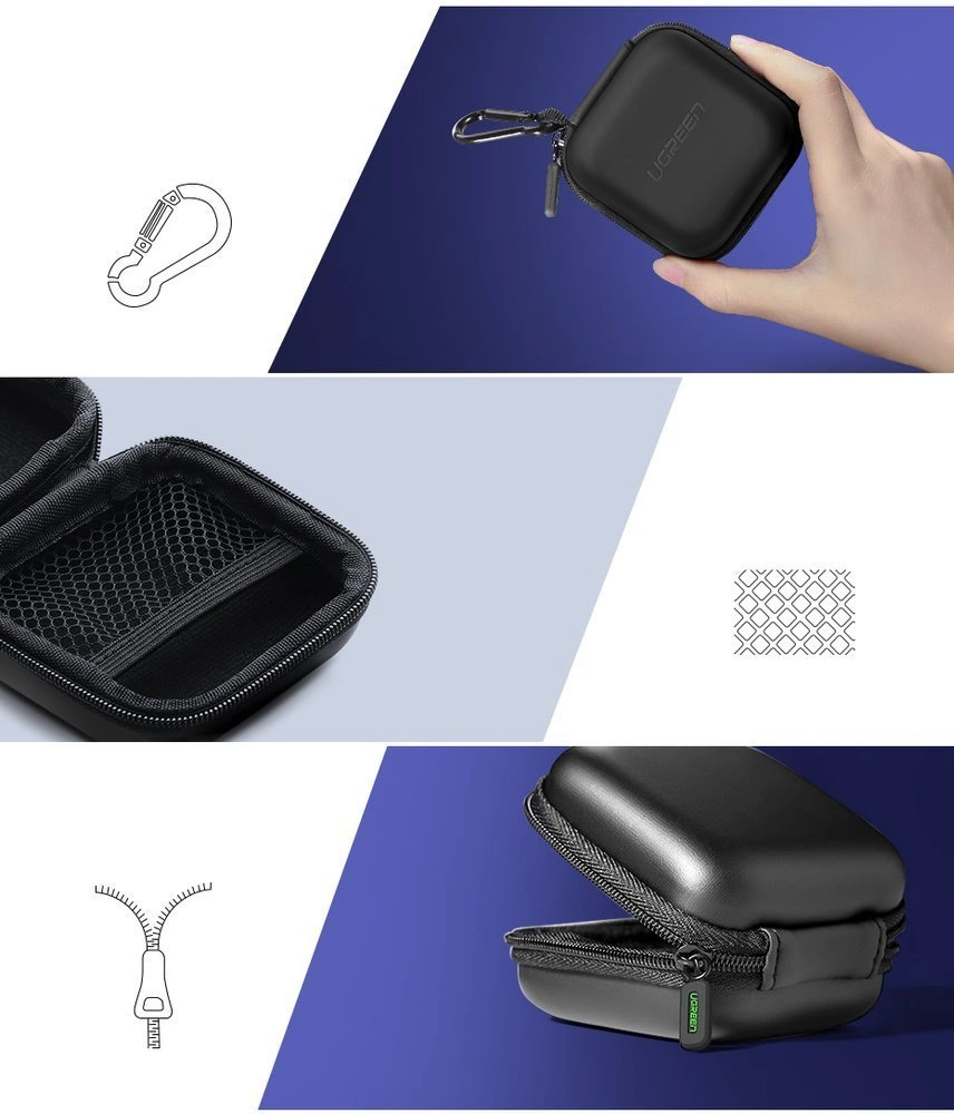 Ugreen case for headphones 8 cm x 8 cm black (40816)eng