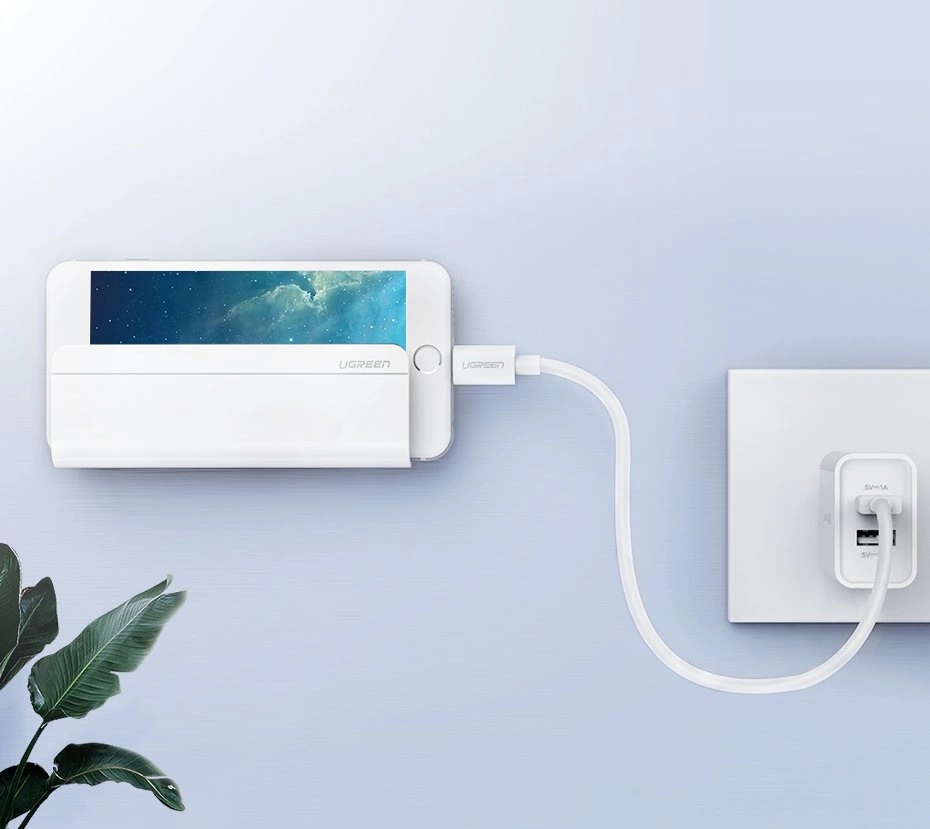 Ugreen wall mount smartphone stand for charging white (30394)eng