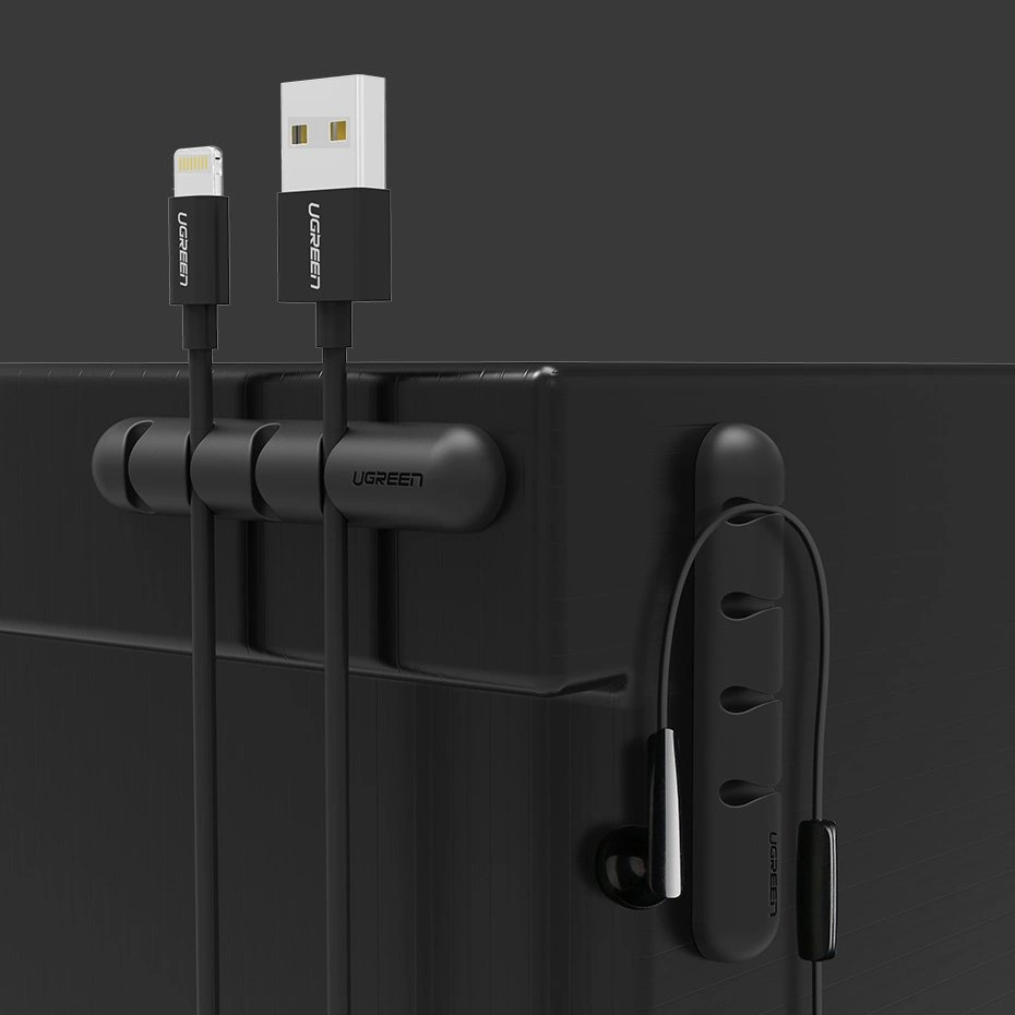 Ugreen 30762 self-adhesive organizer for 4 cables - black (2 pcs.)eng