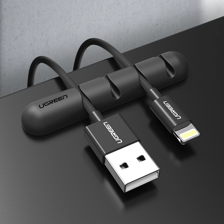 Ugreen 30762 self-adhesive organizer for 4 cables - black (2 pcs.)eng