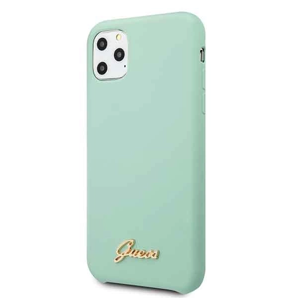 Guess GUHCN58LSLMGG iPhone 11 Pro zielony/green hard case Silicone Vintage Gold Logoeng