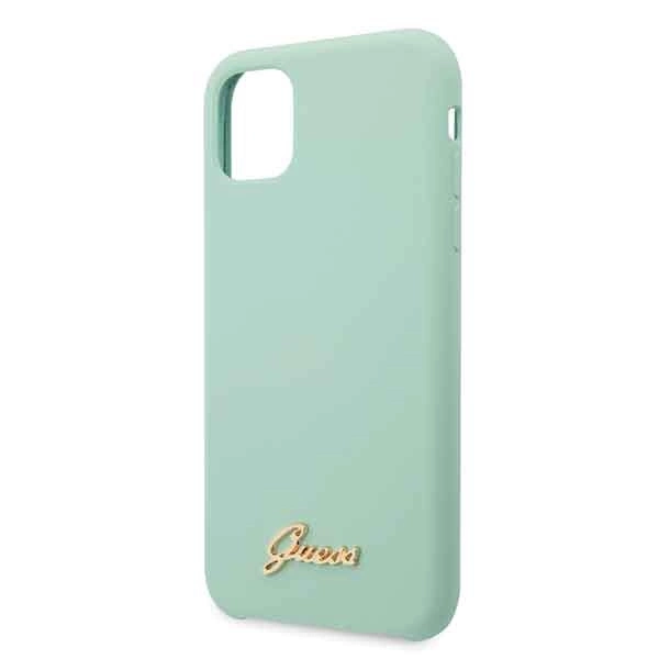 Guess GUHCN58LSLMGG iPhone 11 Pro zielony/green hard case Silicone Vintage Gold Logoeng