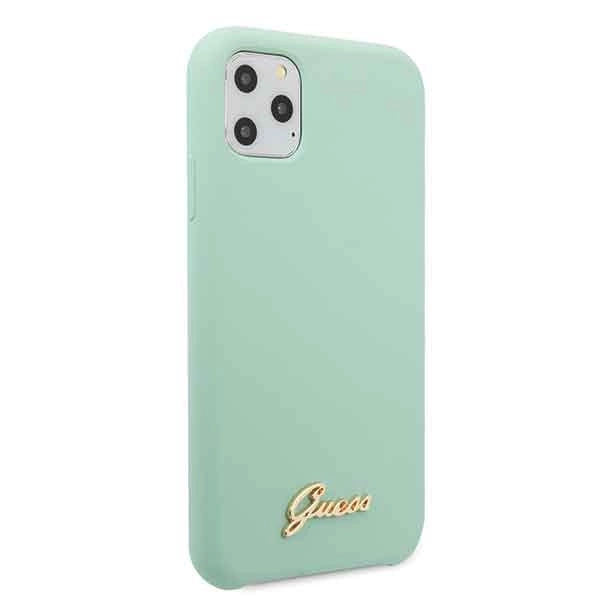 Guess GUHCN58LSLMGG iPhone 11 Pro zielony/green hard case Silicone Vintage Gold Logoeng