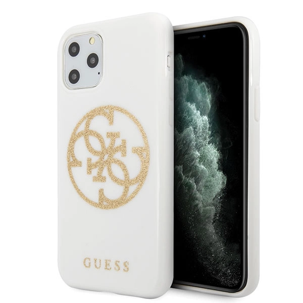 Guess GUHCN65TPUWHGLG iPhone 11 Pro Max white/white hard case Glitter 4G Circle Logoeng