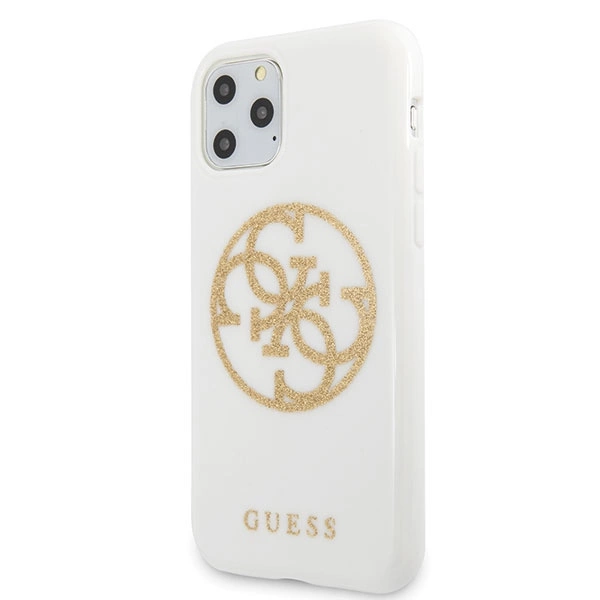 Guess GUHCN65TPUWHGLG iPhone 11 Pro Max white/white hard case Glitter 4G Circle Logoeng
