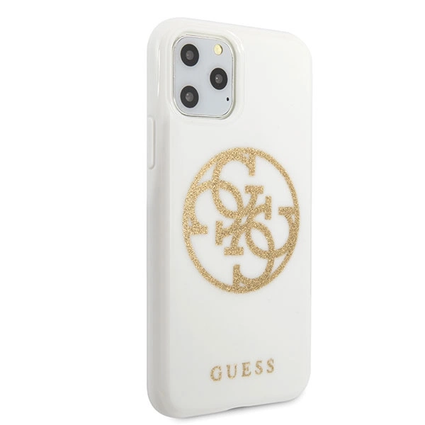 Guess GUHCN65TPUWHGLG iPhone 11 Pro Max white/white hard case Glitter 4G Circle Logoeng