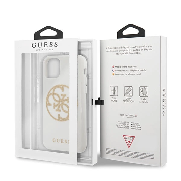 Guess GUHCN65TPUWHGLG iPhone 11 Pro Max white/white hard case Glitter 4G Circle Logoeng