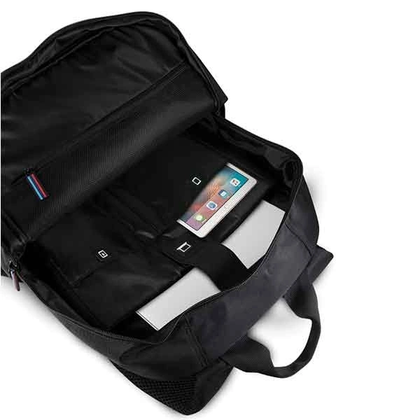 BMW Carbon Navy Stripe backpack for a 16" laptop - blackeng
