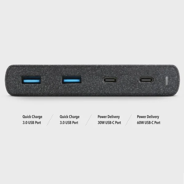 HUB Uniq Surge LITHOS Collective 90W 2xUSB-A QC 3.0 / 2xUSB-C PD 3.0 - blackeng