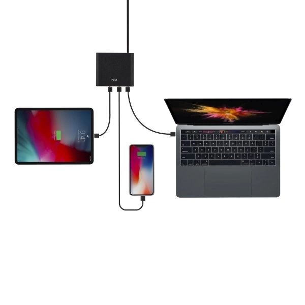 HUB Uniq Surge LITHOS Collective 90W 2xUSB-A QC 3.0 / 2xUSB-C PD 3.0 - blackeng