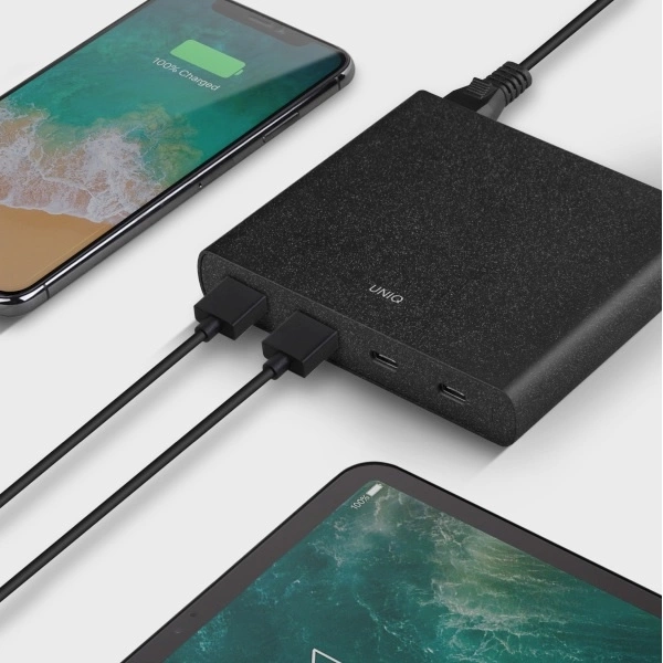 HUB Uniq Surge LITHOS Collective 90W 2xUSB-A QC 3.0 / 2xUSB-C PD 3.0 - blackeng