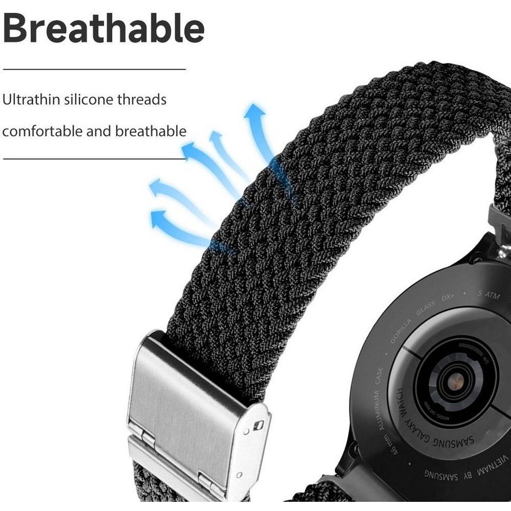 DUX DUCIS strap MIXTURE II stretchable braided 20 mm black