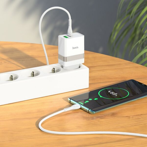 HOCO travel charger USB A + Typ C PD QC3.0 3A 30W N21 white