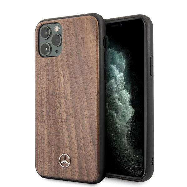 Mercedes MEHCN65VWOLB iPhone 11 Pro Max hard case brązowy/brown Wood Line Walnuteng