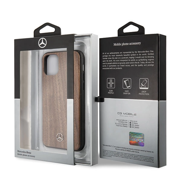 Mercedes MEHCN65VWOLB iPhone 11 Pro Max hard case brązowy/brown Wood Line Walnuteng