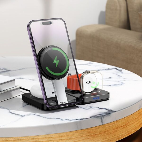 EOL HOCO foldable wireless chrger 3in1 compatible with Apple Watch 15W CQ11 black