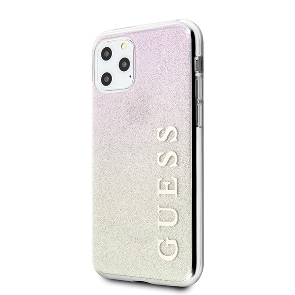 Guess GUHCN65PCUGLGPI iPhone 11 Pro Max rose gold/gold pink hard case Gradient Glittereng