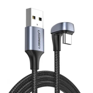Ugreen nylon angled cable USB cable - USB Type C 1 m 3 A 18 W Quick Charge AFC FCP for gamers gray (70313)eng