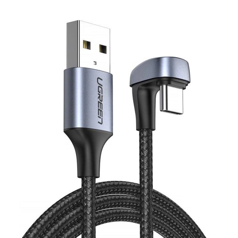 Ugreen nylon angled cable USB cable - USB Type C 1 m 3 A 18 W Quick Charge AFC FCP for gamers gray (70313)eng