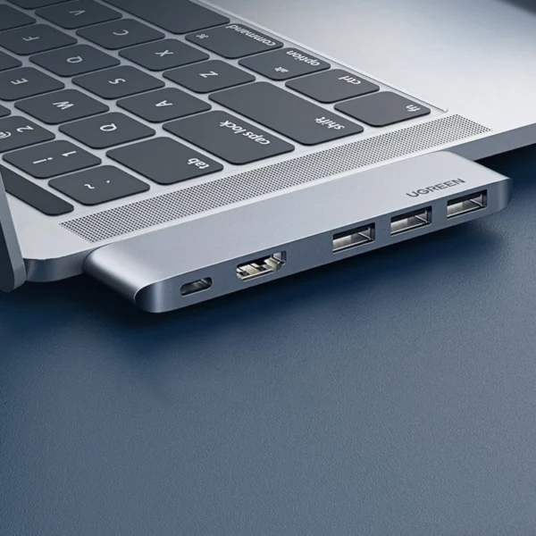 HUB Ugreen 60559 2x USB-C / USB-C PD (Thunderbolt 3, 100W, 4K 60 Hz, 10 Gbps) / HDMI 4K 30 Hz / 3x USB 3.0 for MacBook Pro / Air - Grayeng