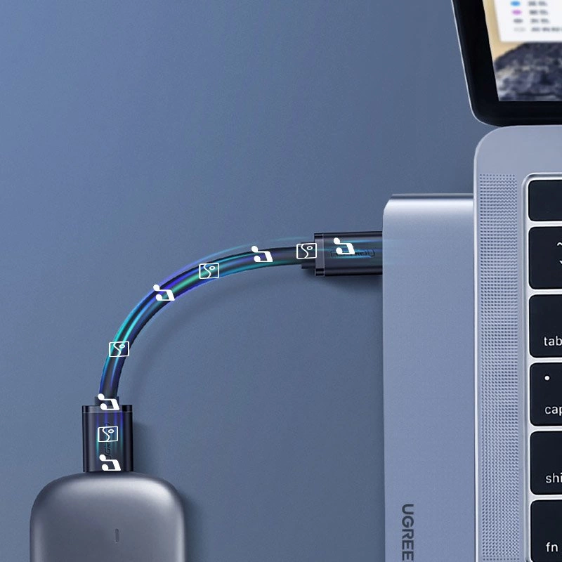HUB Ugreen 60559 2x USB-C / USB-C PD (Thunderbolt 3, 100W, 4K 60 Hz, 10 Gbps) / HDMI 4K 30 Hz / 3x USB 3.0 for MacBook Pro / Air - Grayeng