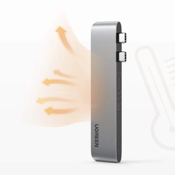 HUB Ugreen 60559 2x USB-C / USB-C PD (Thunderbolt 3, 100W, 4K 60 Hz, 10 Gbps) / HDMI 4K 30 Hz / 3x USB 3.0 for MacBook Pro / Air - Grayeng