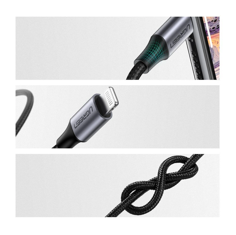 Ugreen cable AUX MFI Lightning audio cable - 3.5 mm mini jack 1 m gray (70509)eng