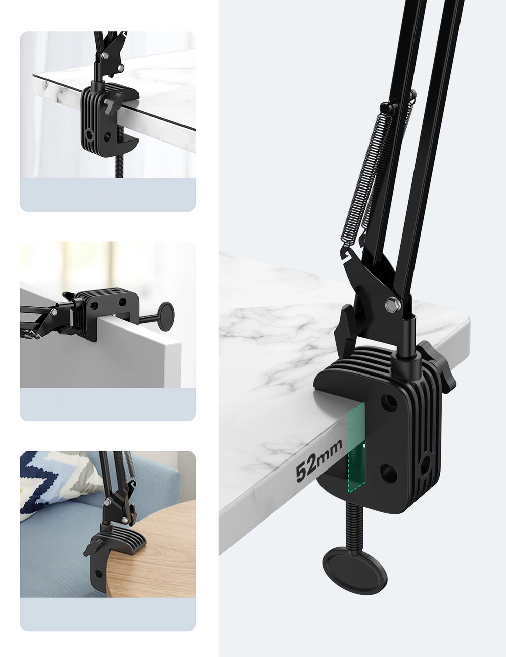 Ugreen Folding Arm Desk Table Tripod Holder for Phone Tablet Black/Grey (50394)eng